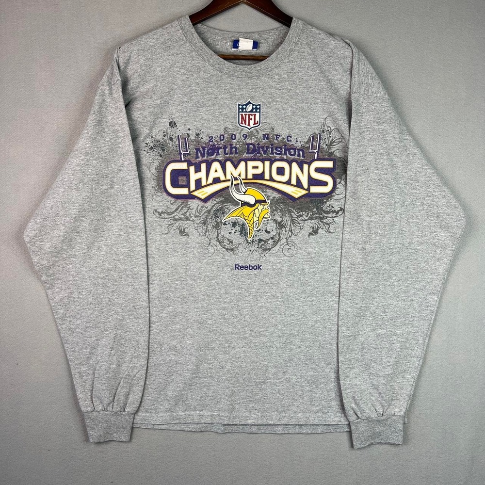 Minnesota Vikings 2009 North Division Champions Gray Long Sleeve Shirt L